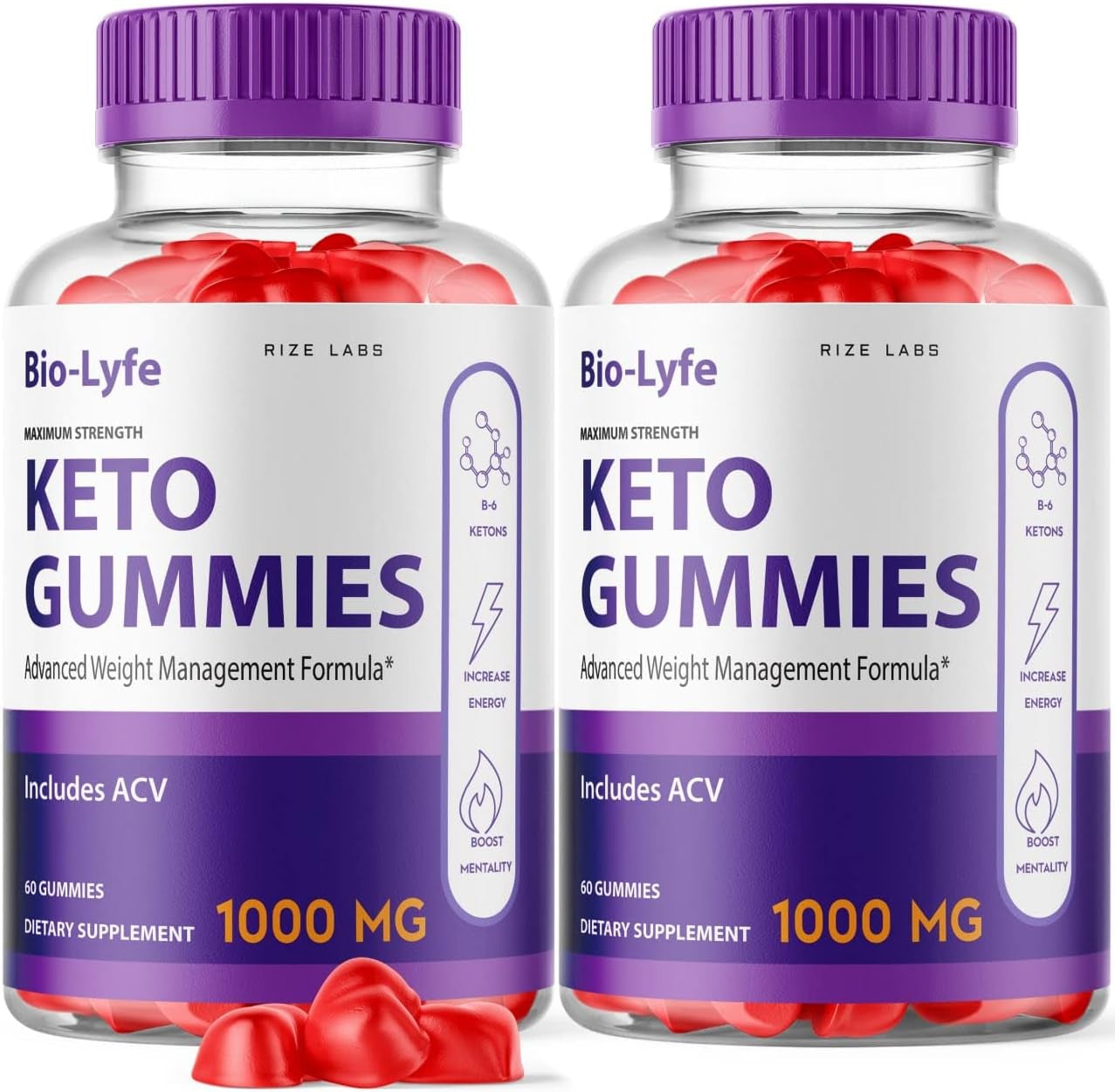 (2 Pack) Biolyfe Keto ACV Gummies Advanced Formula Biolyfe Apple Cider Vinegar Maximum Strength (120 Gummies)