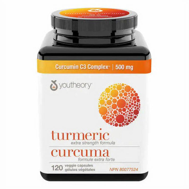 Youtheory Turmeric Extra Strength 500 Mg - 120 Veggie Capsules | Joint and Immune Support