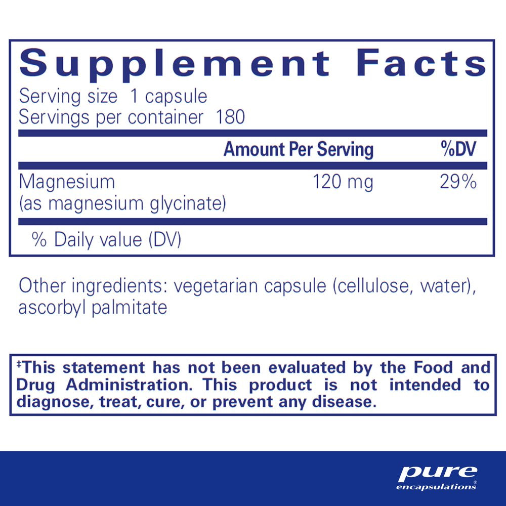 Pure Encapsulations Magnesium (Glycinate) | Supplement to Support Stress Relief, Sleep, Heart Health, Nerves, Muscles, and Metabolism* | 180 Capsules