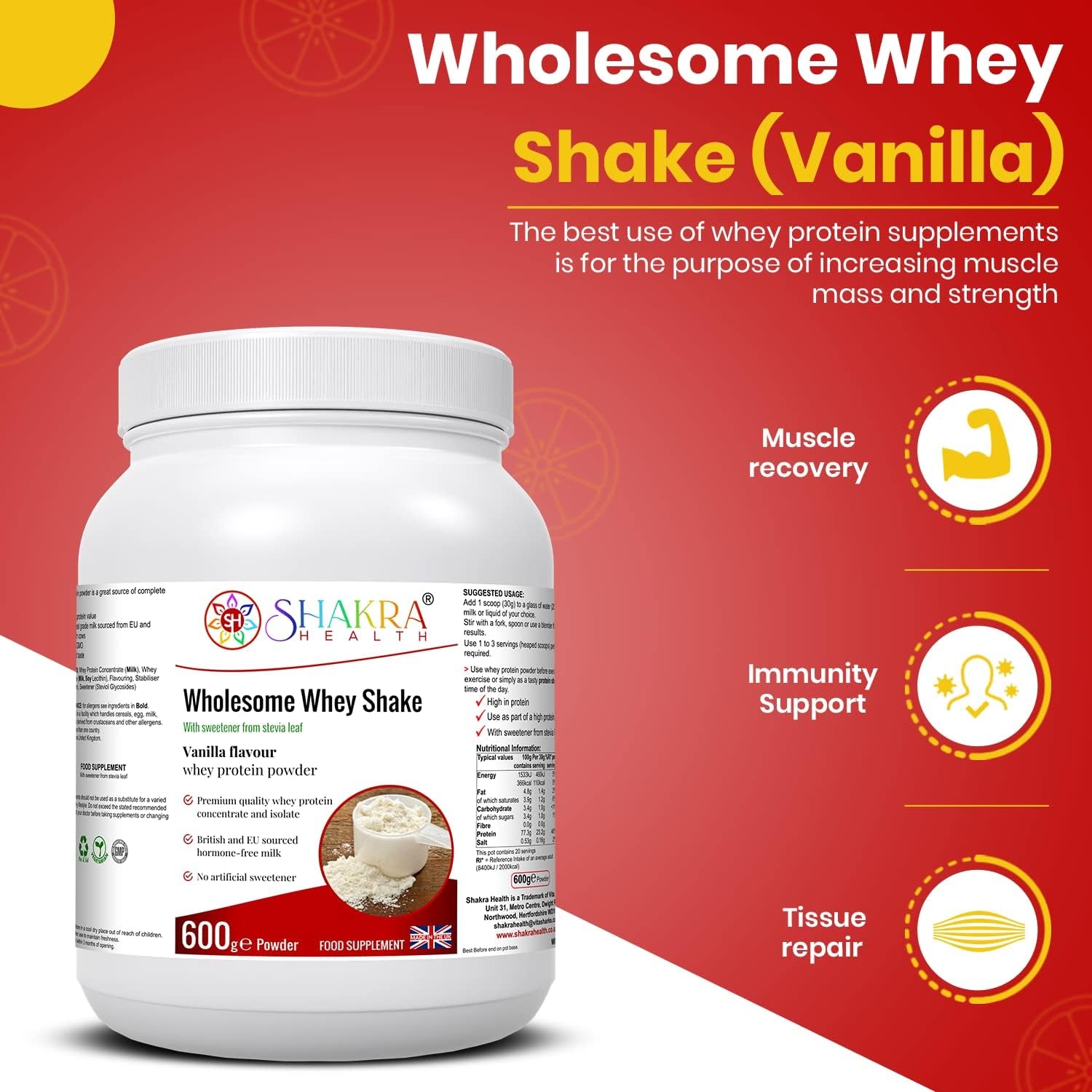 Wholesome Whey Protein Shake (Vanillla) - Spirituality, Science & Supplements by Shakra Health