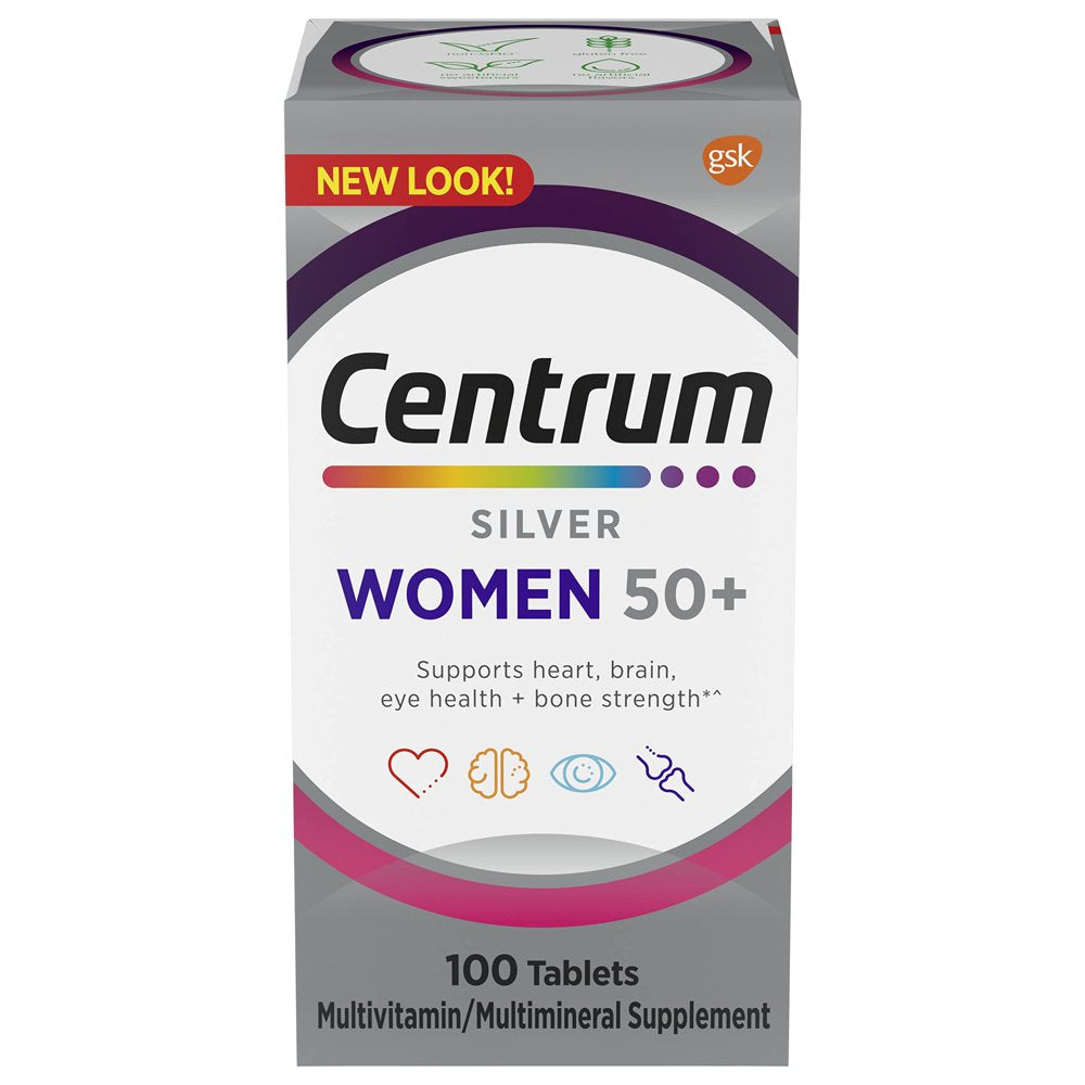Centrum Silver Women'S Multivitamin for Women 50 Plus, Multivitamin/Multimineral Supplement with Vitamin D3, B Vitamins, Non-Gmo Ingredients, Supports Memory and Cognition in Older Adults - 100 Count