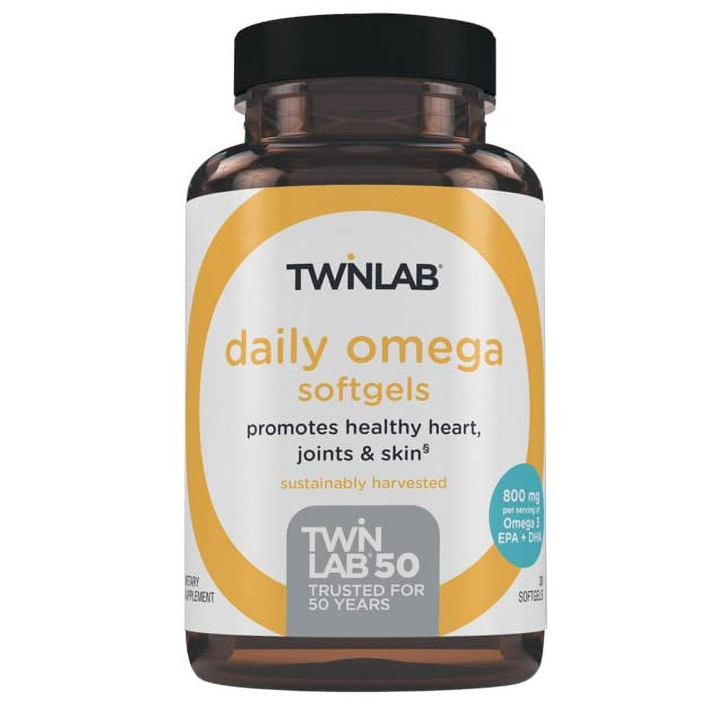 Twinlab Daily Omega Softgels - Premium Omega 3 Fish Oil Triglyceride Form for Heart Health, Joint Support, Immune Support - Super Pure, Wild, Nature Made Fish Oil EPA DHA Omega 3 Supplement, 30 Count