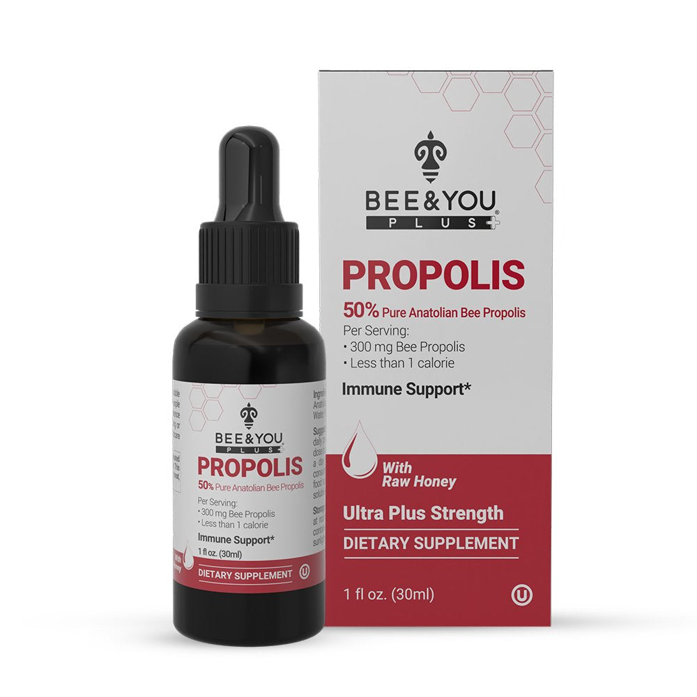 BEE and You Propolis 50% Pure Liquid Extract - Ultra plus Potency - Supports Healthy Immune System - Sore Throat Relief Antioxidants, Keto, Paleo, Gluten-Free, 1 Fl Oz