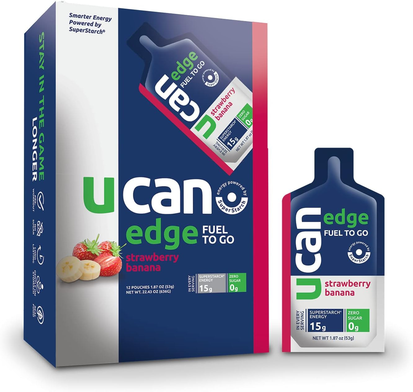 UCAN Strawberry Banana Edge, Chocolate Almond Bars, & Lemon Lime Hydrate - Sugar Free Pre Workout Powder for Men & Women Bundle - No Added Sugar, Soy-Free, Non-Gmo, Vegan, Gluten-Free, & Keto-Friendly