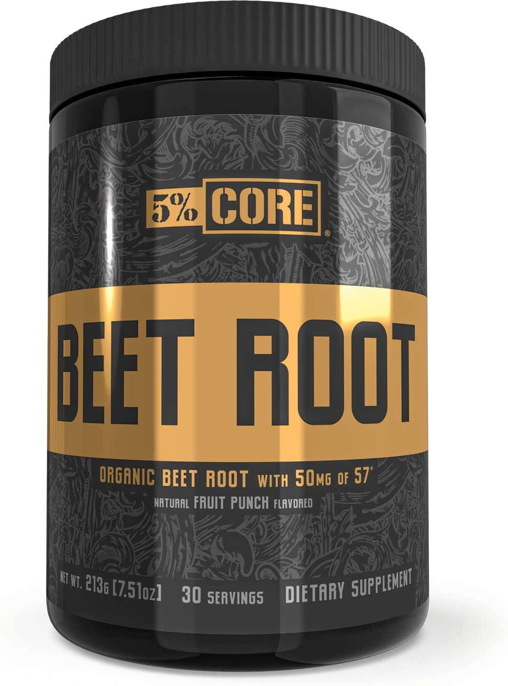 5% Nutrition Core Beet Root | Nitric Oxide Organic Beet Root Powder Pre Workout Additive | 6000Mg Beet Root Extract + 50Mg S7 | Vegan & Keto | 30 Servings (Fruit Punch)