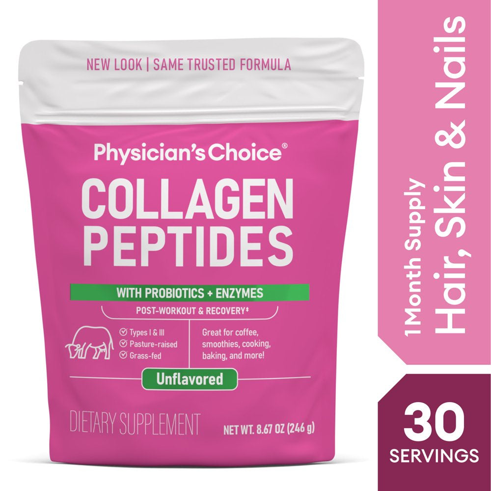 Physician'S Choice Collagen Peptides Powder for Hair, Skin, Joints, Unflavored, 8.7 Oz
