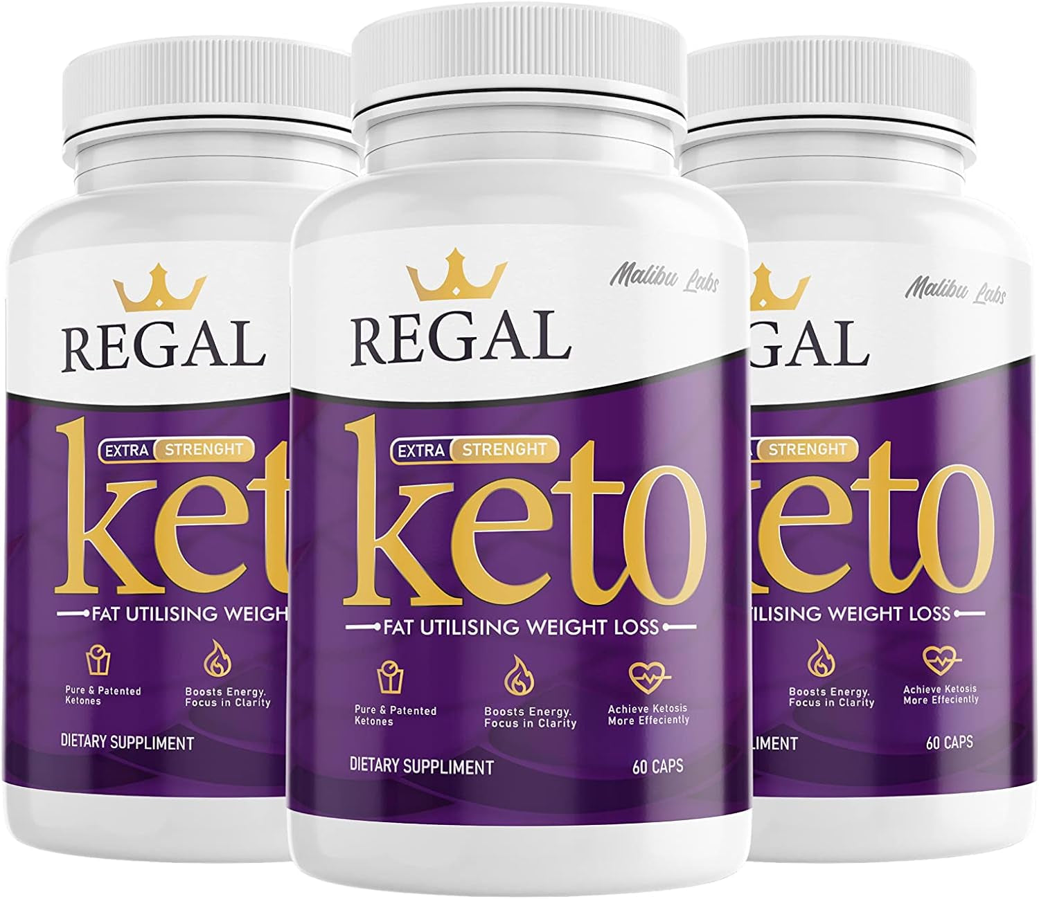 (3 Pack) Regal Keto, Strong Advanced Formula 1300Mg, Made in the USA, (3 Bottle Pack), 90 Day Supply