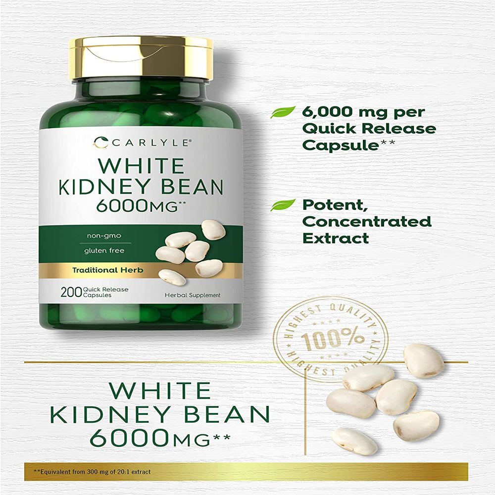White Kidney Bean Extract | 6000Mg | 200 Count | by Carlyle