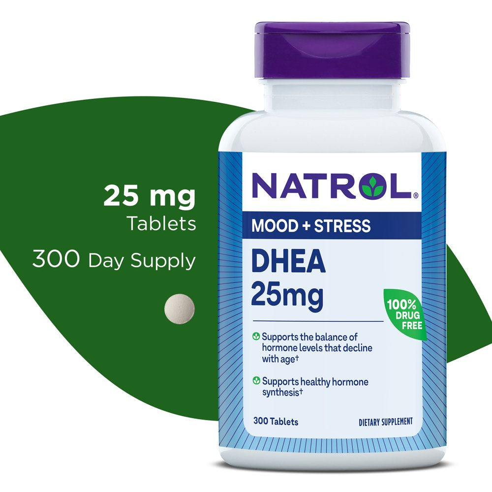 Natrol DHEA Tablets, Supports Balanced Hormone Levels & Healthy Mood, 25Mg, 300 Count