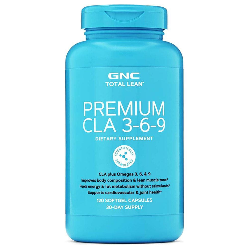 GNC Total Lean Premium CLA 3-6-9 | Improves Body Composition & Muscle Tone, Fuels Energy without Stimulants, Supports Cardiovascular & Joint Health | 120 Softgel Capsules