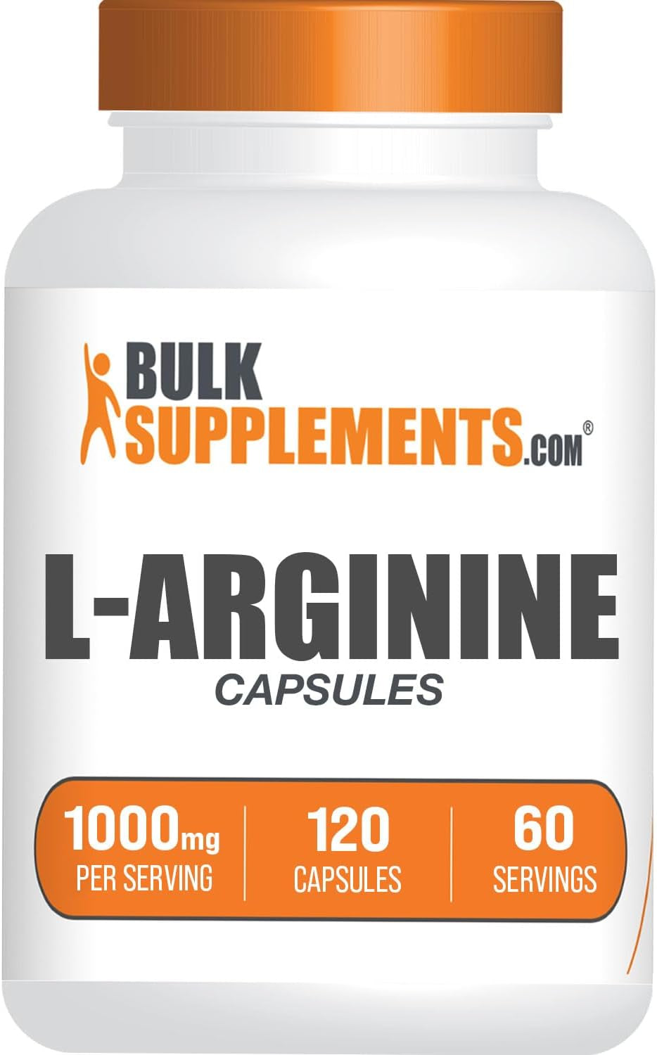 Bulksupplements.Com L-Arginine 1000Mg Capsules - Arginine Supplement, Nitric Oxide Supplement, L Arginine Capsules - Nitric Oxide Pills, Gluten Free - 2 Capsules per Serving, 120 Capsules