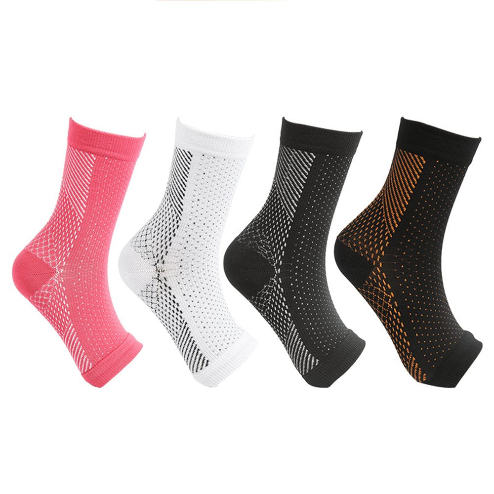 4Pairs Soothe Socks Neuropathy Compression Ankle Arch Support Protection Pain Relief Socks-4Colors L/XL