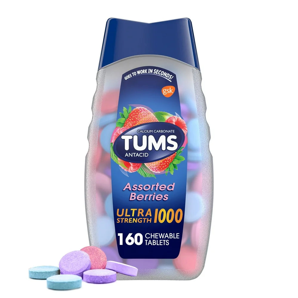 Tums Ultra Strength Heartburn Relief Chewable Antacid Tablets, Berry, 160 Count