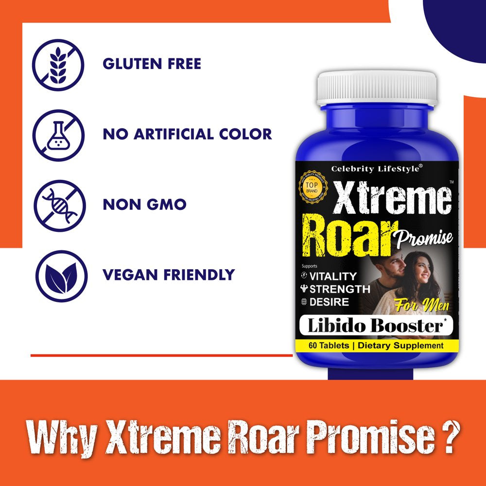 Xtreme Roar Testosterone Booster Supplement, Male Enhancing Supplements 60 Tablets