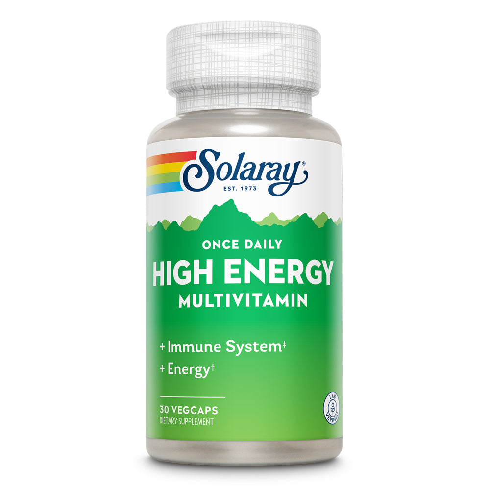 Solaray Once Daily High Energy Multivitamin | Supports Immunity & Energy | Whole Food Base Ingredients | Mens and Womens Multi Vitamin | 30 Vegcaps