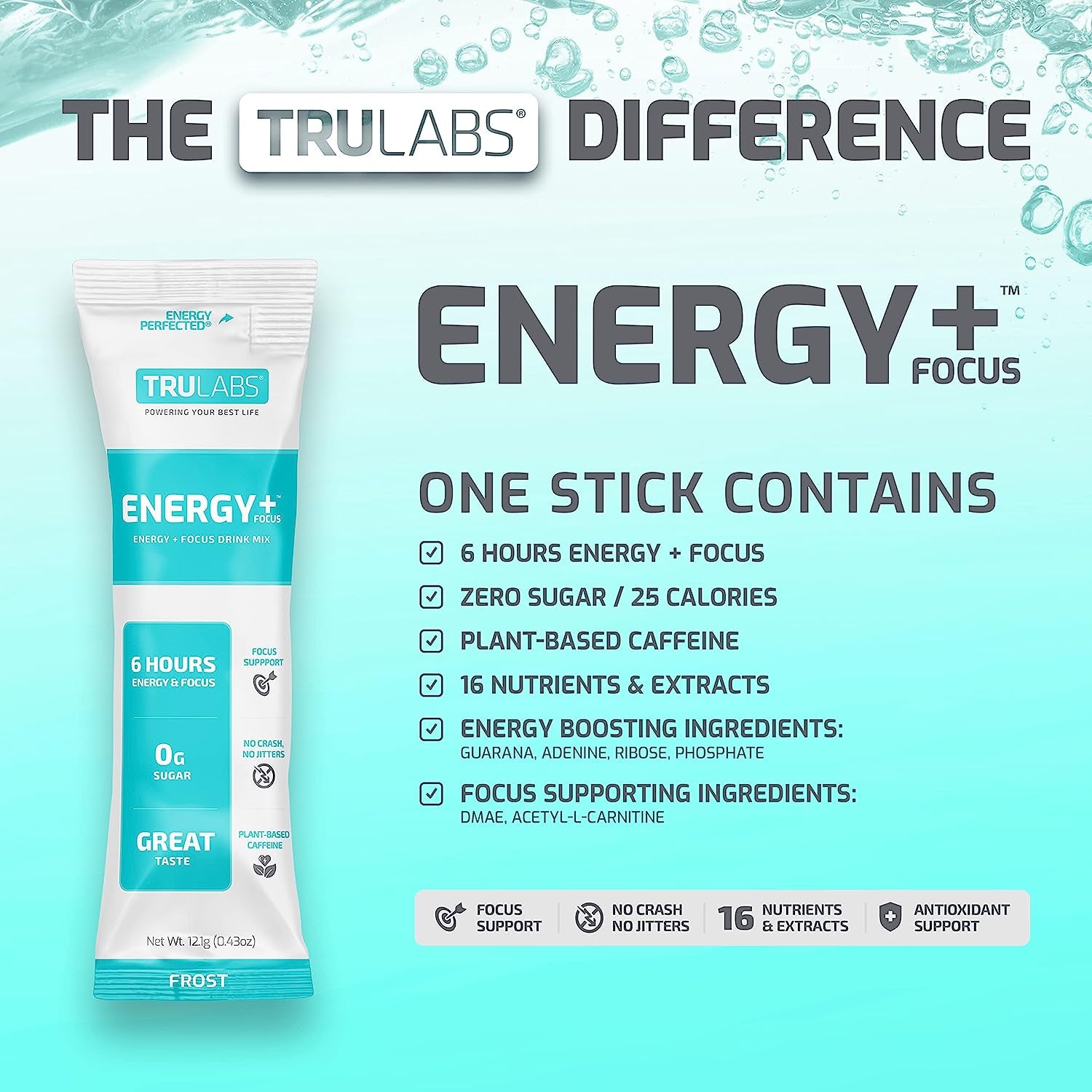 Trulabs Endurance Energy + Focus, Powdered Drink Mix, Frost