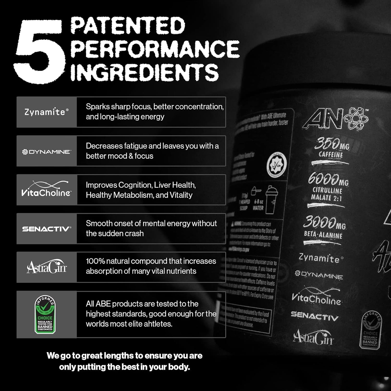 ABE Pre Workout Powder - All Black Everything Pre Workout Energy Drink with Citrulline Malate & Beta Alanine | for Pump, Energy, Performance (30 Servings) (Energy Flavor)