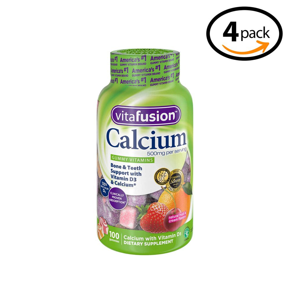 Calcium Supplement Gummy Vitamins, 100 Ct 4 Pack