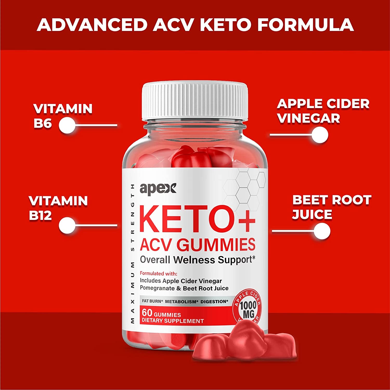 (3 Pack) Apex Keto Gummies Apex Keto ACV Gummies Advanced Formula Apex Keto Apple Cider Vinegar Gummies Gummy Ss (180 Gummies)