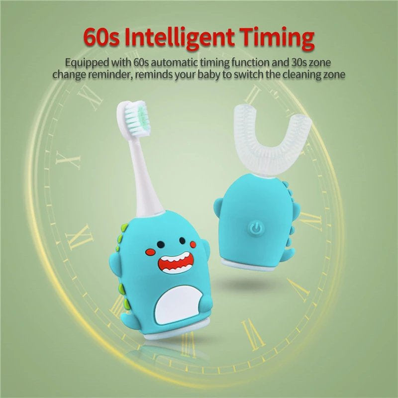 Qingy-Kids Smart Electric Toothbrush Silicone U Shape Automatic USB Charging 360 Ultra Toothbrush