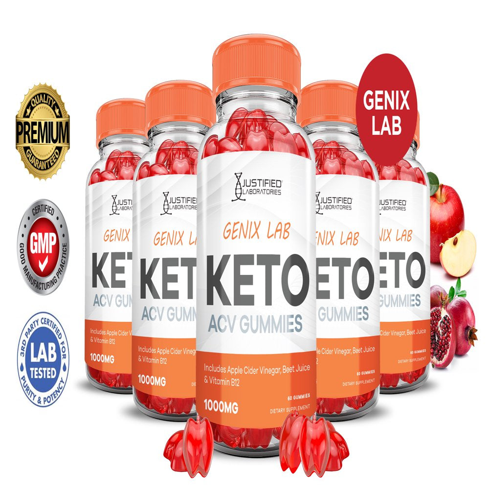 (5 Pack) Genix Lab Keto ACV Gummies 1000MG Dietary Supplement 300 Gummys