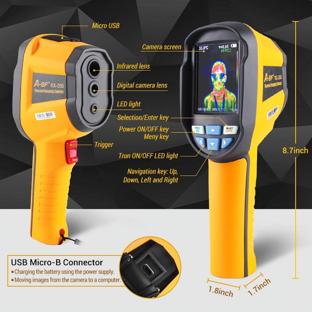 A-BF RX-350 Infrared Thermal Imager Handheld Industrial Thermal Camera Floor Heating Detection -20C ~ 400C Printed IR Cameras