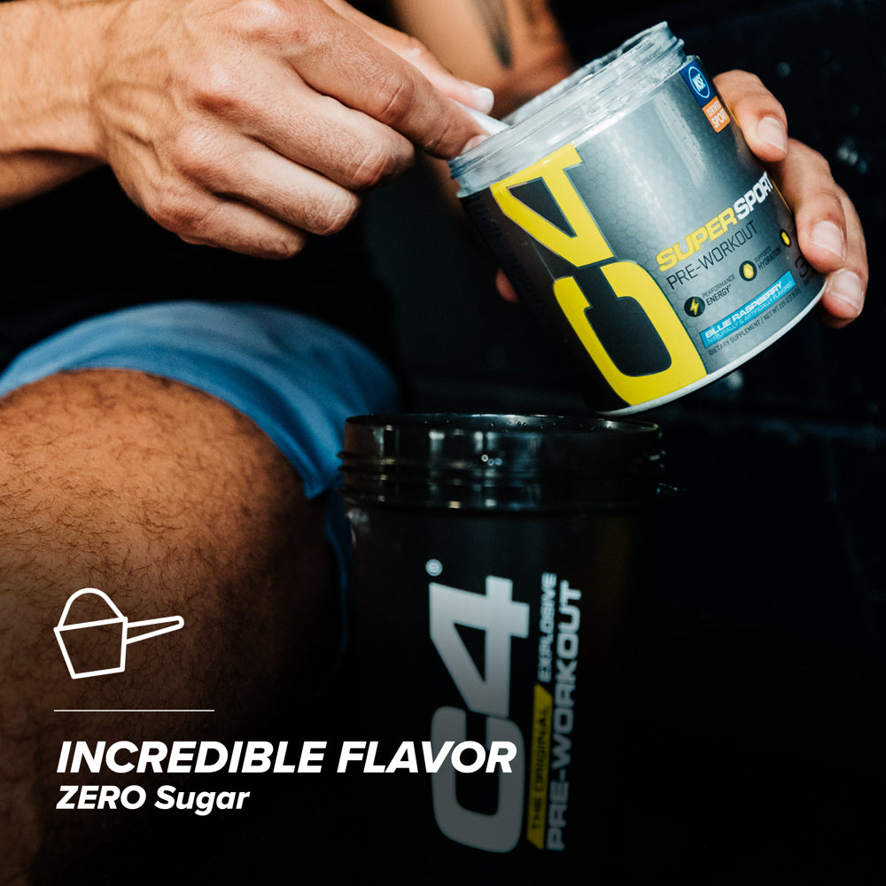 Cellucor C4 Super Sport Pre-Workout Powder, Blue Raspberry, Energy, Strength & Power, 30 Servings