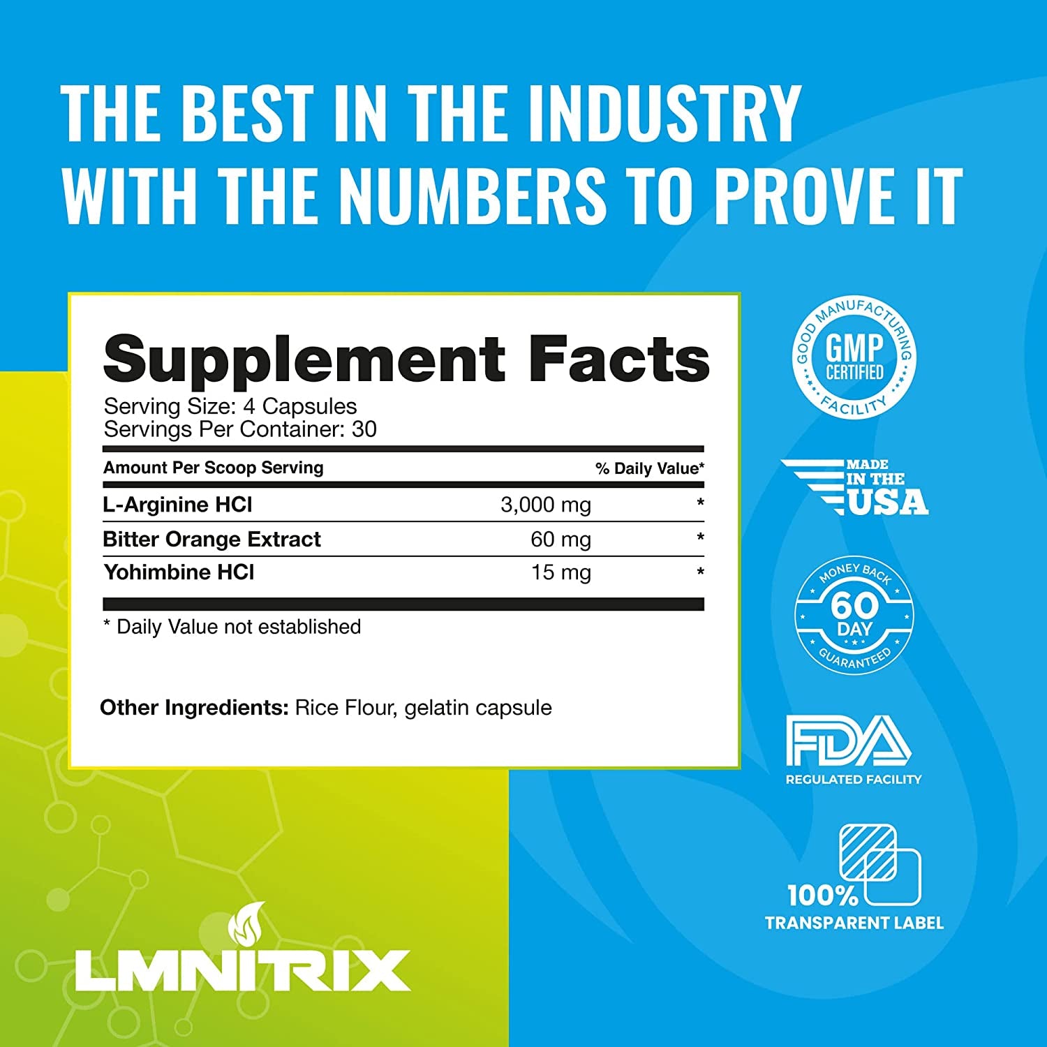 LMNITRIX VEINZ OG ✮ Nitric Oxide Booster Pills with Yohimbe ✮ Pump Supplement ✮ N.O. Mens Pump Supplement ✮120 Capsules