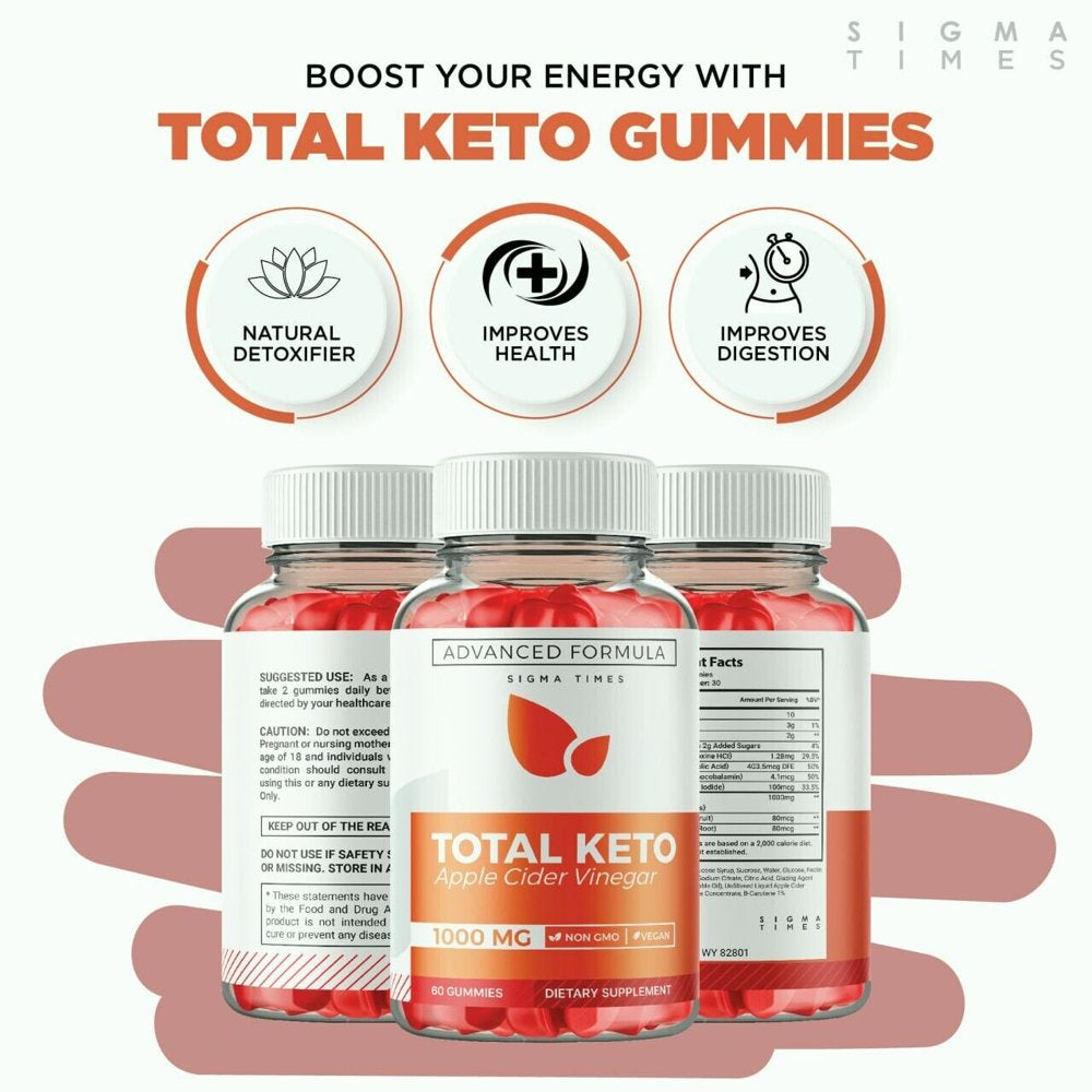 Total Keto ACV 1000Mg Weight Loss Gummies to Lose Belly Fat and Suppress Appetite 60 Gummies