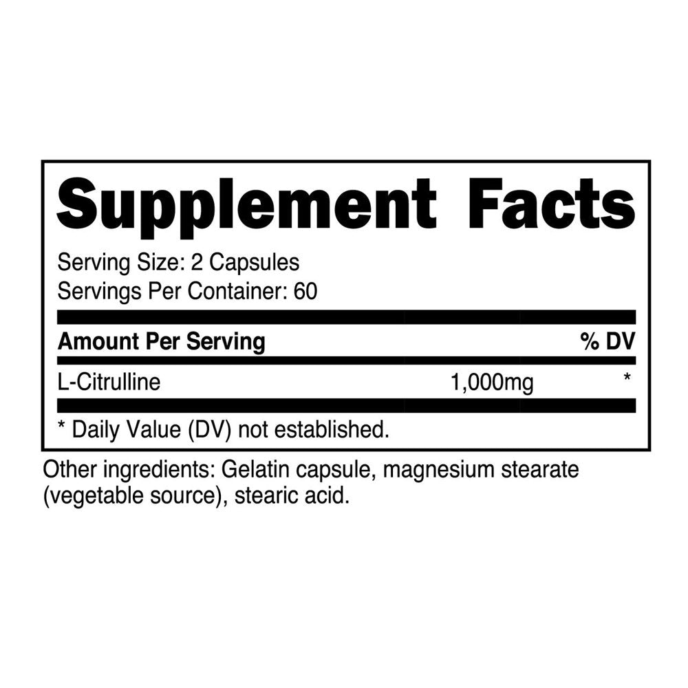 Nutricost L-Citrulline 500Mg, 120 Capsules - Non-Gmo & Gluten Free Supplement