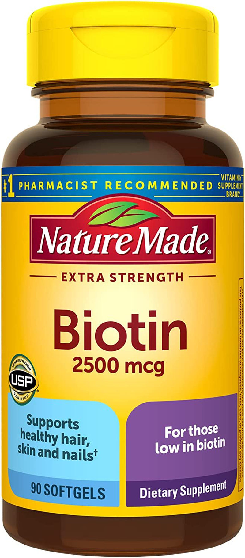 Strength Biotin 2500 Mcg, Dietary Supplement for Healthy Hair, Skin & Nail Support, 90 Softgels, 90 Day Supply
