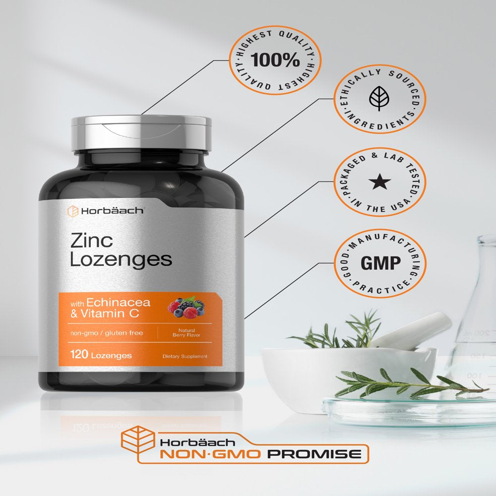 Zinc Lozenges | 120 Count | Natural Berry Flavor | by Horbaach