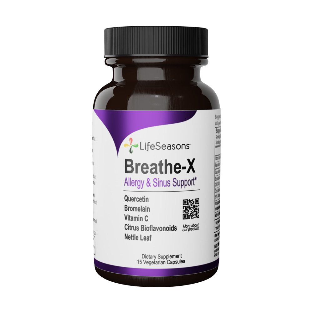 Lifeseasons - Breathe-X - Fast Acting Allergy Relief Supplement - Sinus and Nasal Discomfort - Naturally Boost Immune System - with Quercetin, Bromelain, Nettle Leaf - 15 Capsules