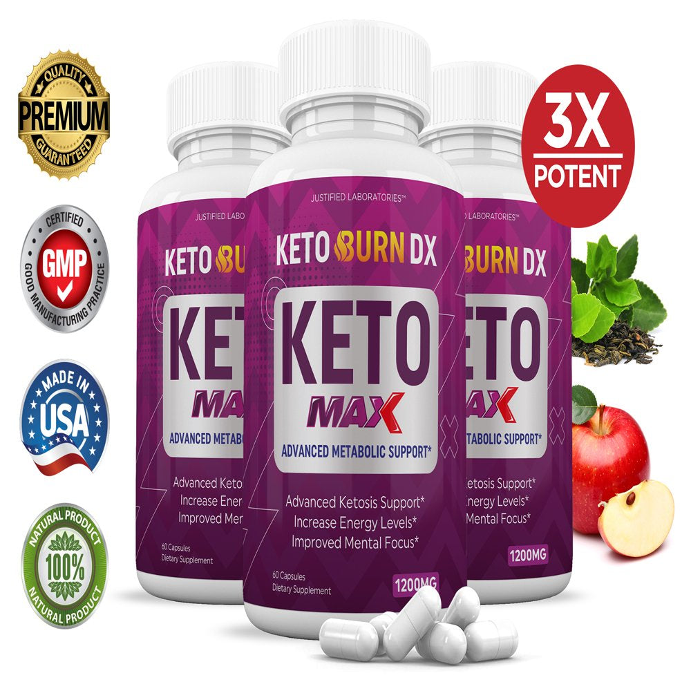 (3 Pack) Keto Burn DX Max 1200MG Pills Includes Apple Cider Vinegar Gobhb Strong Exogenous Ketones Advanced Ketogenic Supplement Ketosis Support for Men Women 180 Capsules