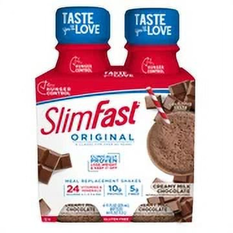 Slimfast Original Creamy Milk Chocolate Meal Replacement Shakes, 4 Count, 11 Fl Oz (Pack of 4)