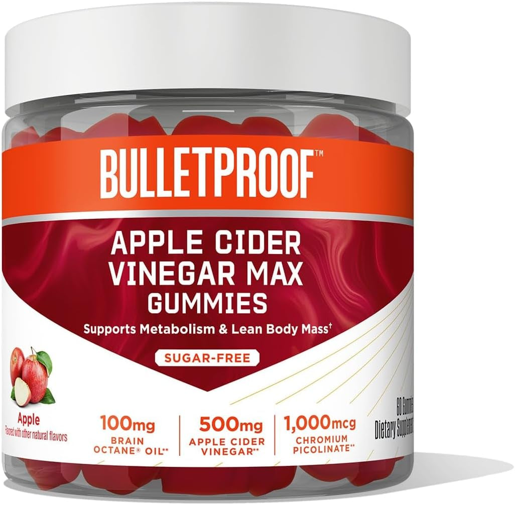 Bulletproof Apple Cider Vinegar Max Sugar-Free Gummies, 60 Count, Keto Supplement for Cravings