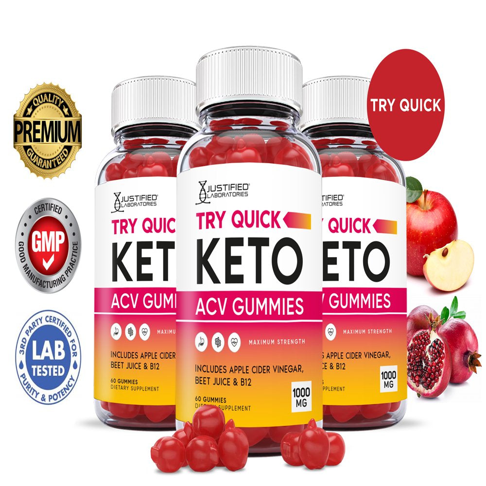 (3 Pack) Try Quick Keto ACV Gummies 1000MG Dietary Supplement 180 Gummys