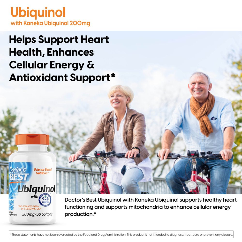 Doctor'S Best Ubiquinol Featuring Kaneka Qh, Non-Gmo, Gluten Free, Soy Free, Heart Health, 200 Mg, 30 Softgels