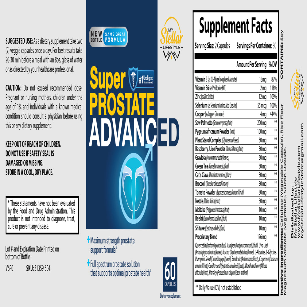 2 Pack Super Prostate Advanced, Maximum Strength Prostate Support-60 Capsules X2