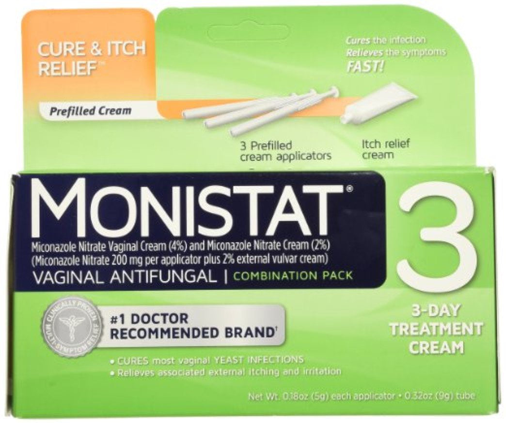 Monistat Cure & Itch Vaginal Antifungal Prefilled Cream Relief, 3Ct, 3-Pack