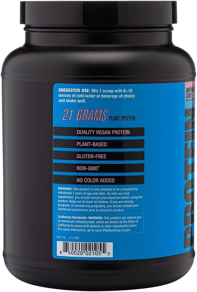 2Nd Nature Supplements – Plant-Based Protein, Birthday Cake, 30 Servings, 2.2 LB – 21G Vegan Protein & Eaas to Support Muscle Growth & Recovery – No Sugars Added & Made without Soy, Gluten or Gmos