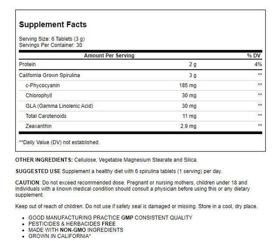 Zhou Spirulina 3,000 Mg 180 Tabs