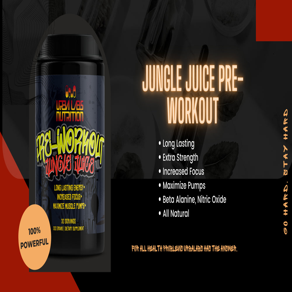 Urbalabs Superstrong Extreme Pre Workout Powder Pump up Beta Alanine, L-Taurine, Caffeine Extreme Energy & Focus, Nitric Oxide & Citrulline for Ultra Pump Jungle Juice