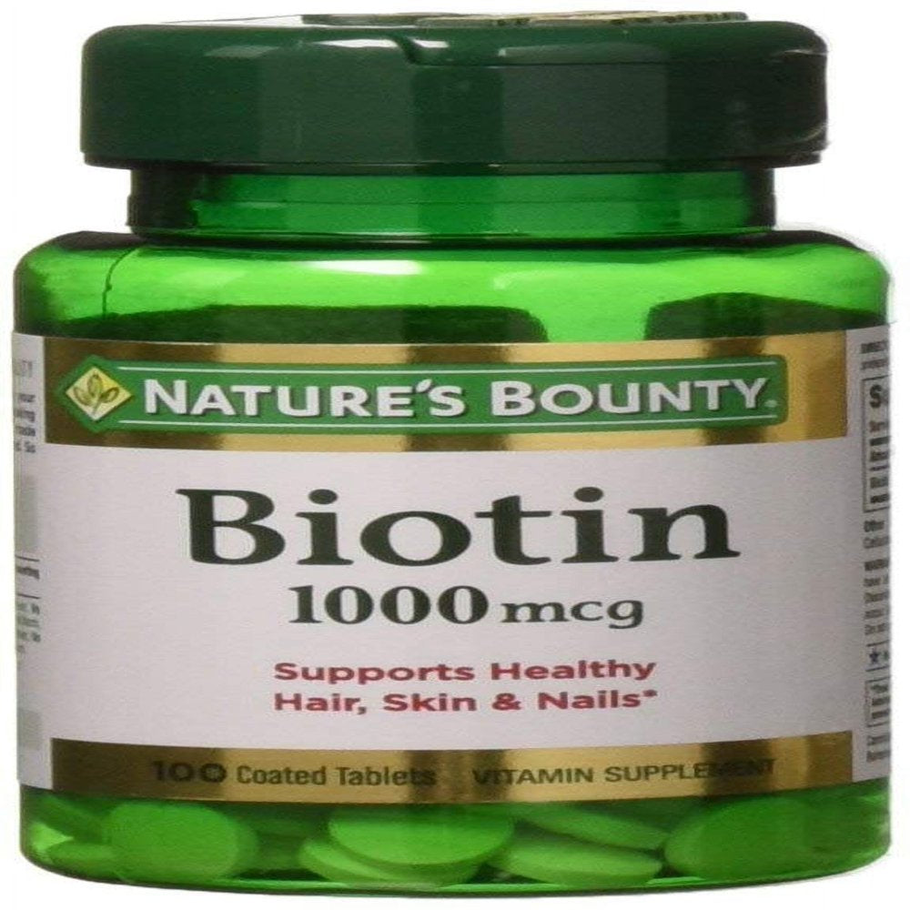 Biotin by Nature'S Bounty, Vitamin Supplement, Supports Metabolism for Cellular Energy and Healthy Hair, Skin, and Nails, 1000 Mcg, 100 Tablets