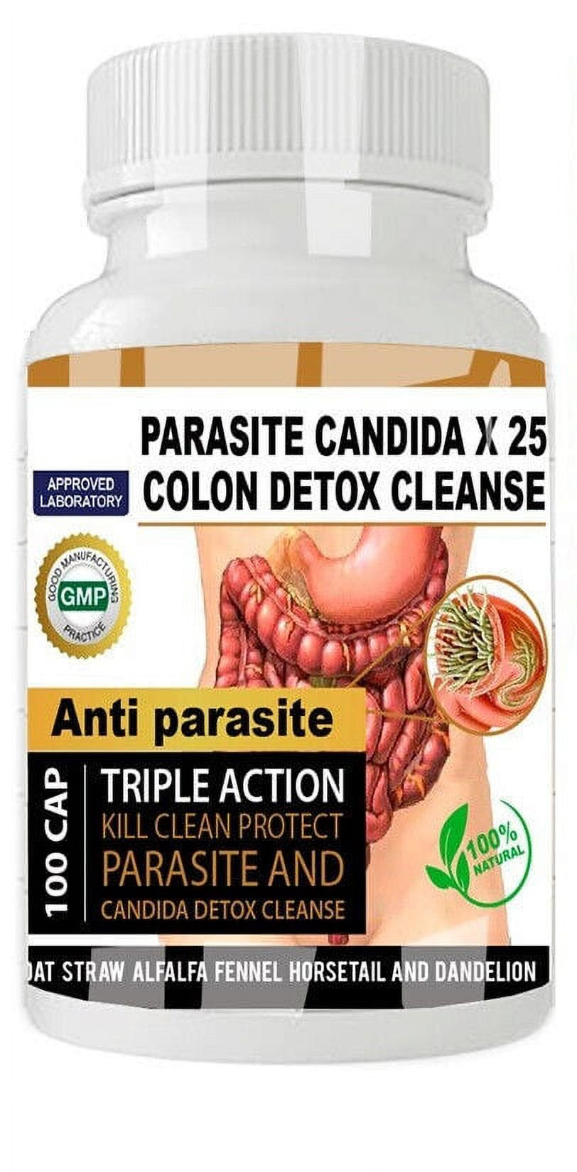 Parasite Cleanse DETOX Liver Colon Yeast Killer Pills All Natural Detox Candida - 100 Capsules