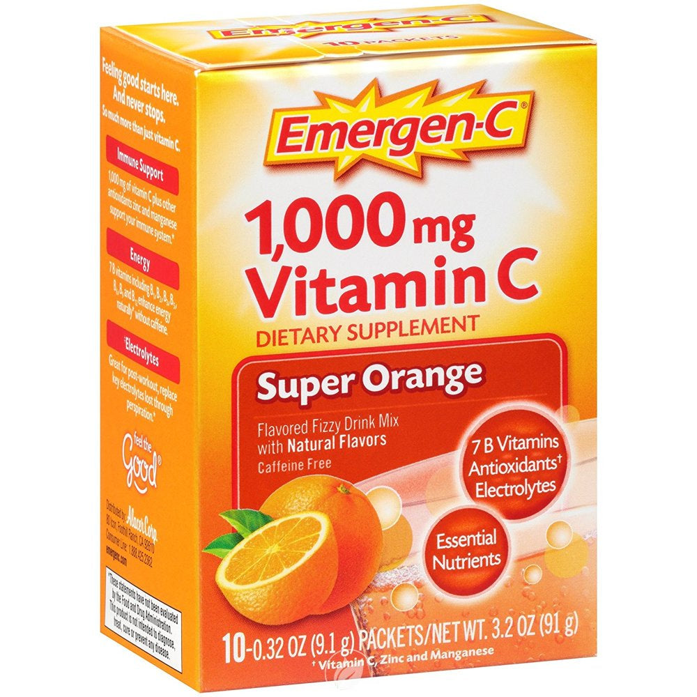 Emergen-C Vitamin C Drink Mix Supeer Orange 10 Pkts by Alacer, Pack of 2