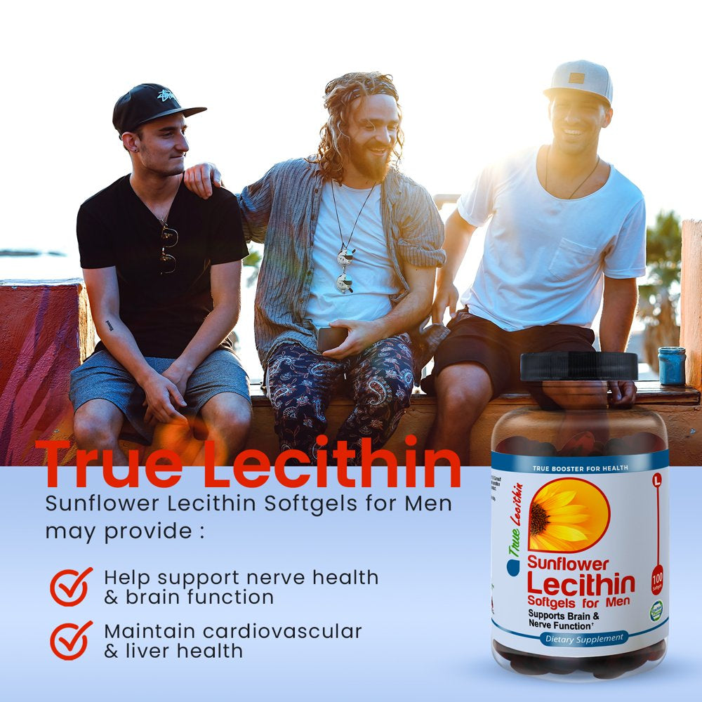 Truemed Sunflower Lecithin Softgels for Men 1200 Mg Natural Supplement 100 Softgels