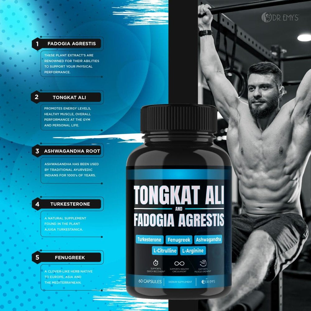 (2 Pack) Tongkat Ali Fadogia Agrestis Nitric Oxide Booster Supplement L Arginine Citrulline Pre Workout for Men with Fenugreek Turkesterone - Ashwagandha(120 Count)