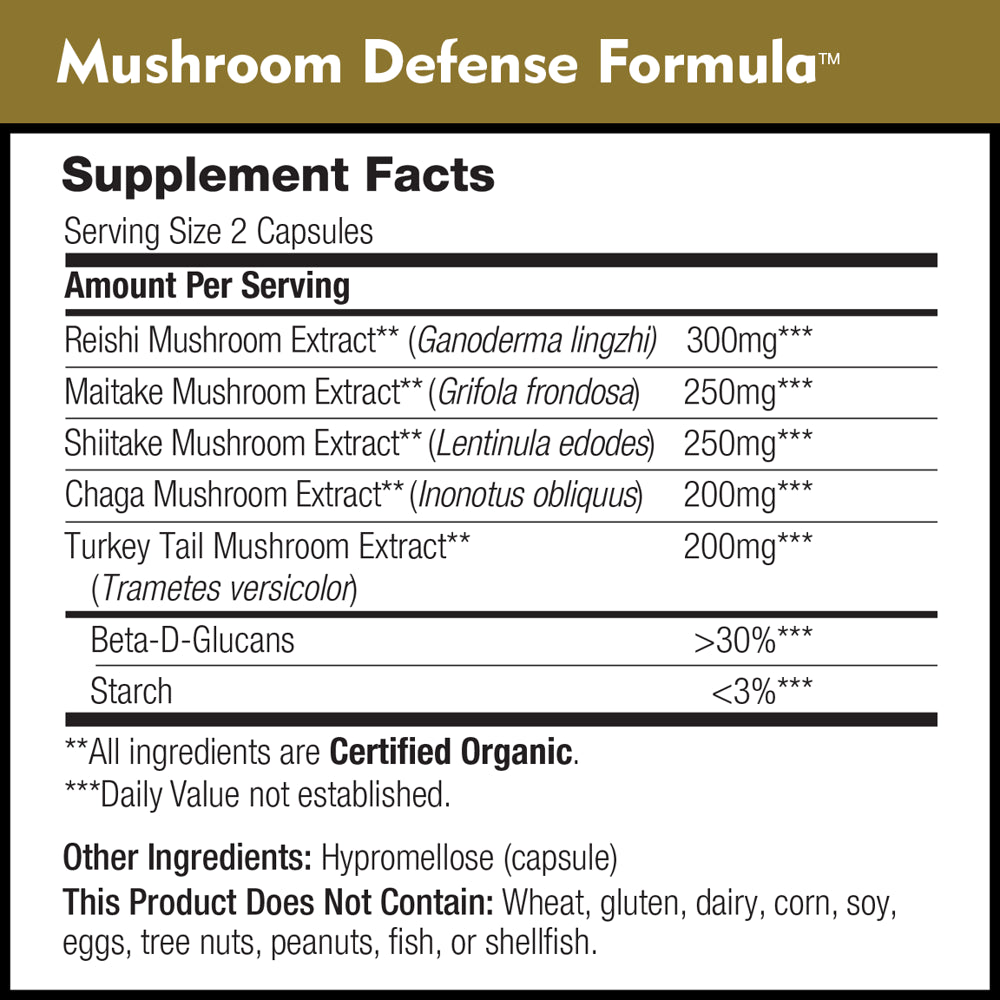 Mushroom Defense Formula by Dailynutra - Immune Support Supplement | Organic Mushrooms, Hot Water Extracted - Reishi, Chaga, Maitake, Shiitake & Turkey Tail (90 Capsules)