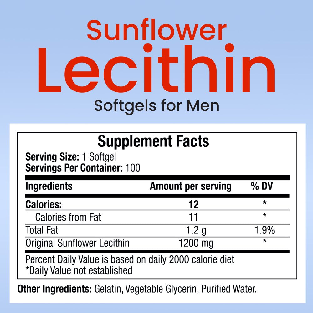 Truemed Sunflower Lecithin Softgels for Men 1200 Mg Natural Supplement 100 Softgels